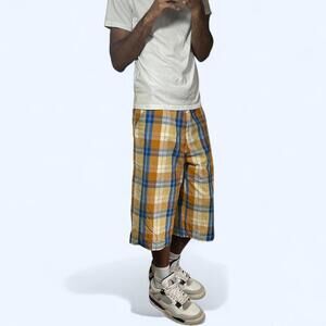Vintage SouthPole Baggy Orange and Blue Plaid Shorts